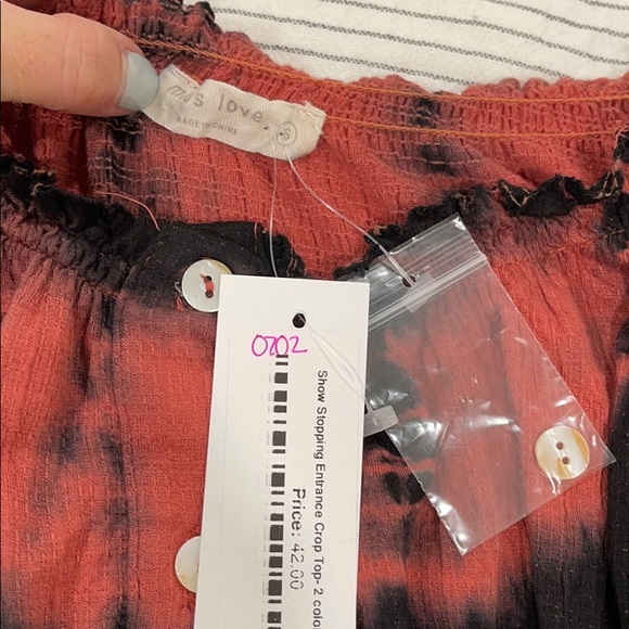 Miss Love Tie Dyed Crop Top with Drop Sleeves - Picture 4 of 5